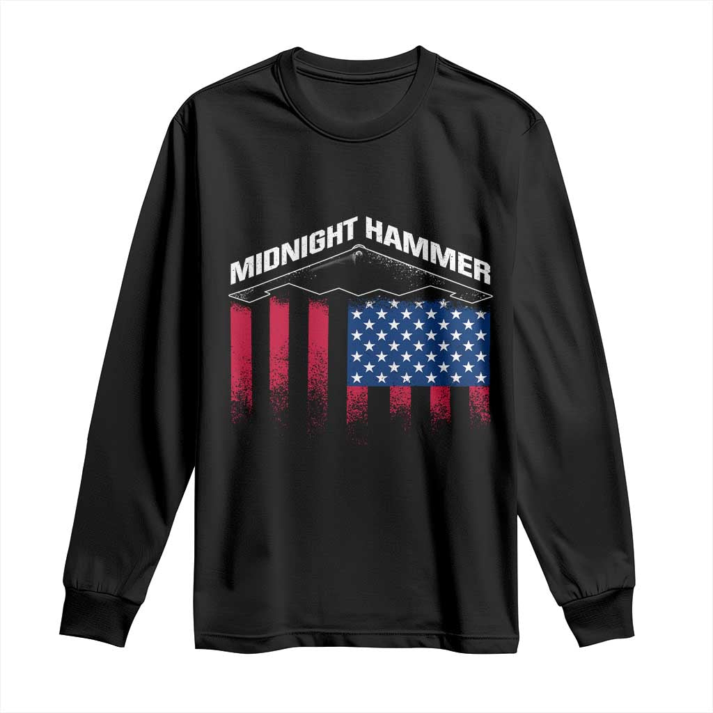 Operation Midnight Hammer Long Sleeve Shirt Tactical Warfare Jets Bombers Military American Flag