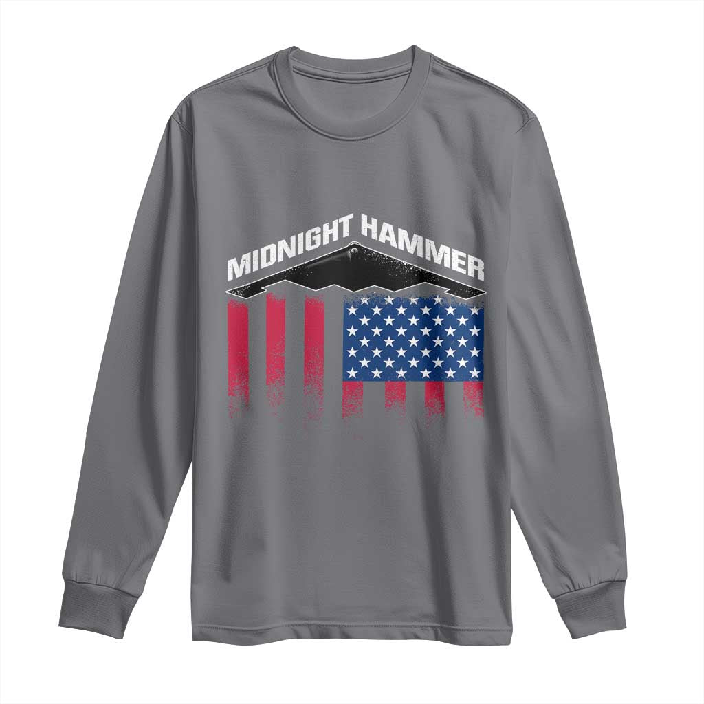 Operation Midnight Hammer Long Sleeve Shirt Tactical Warfare Jets Bombers Military American Flag