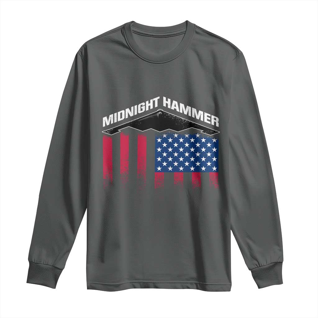 Operation Midnight Hammer Long Sleeve Shirt Tactical Warfare Jets Bombers Military American Flag