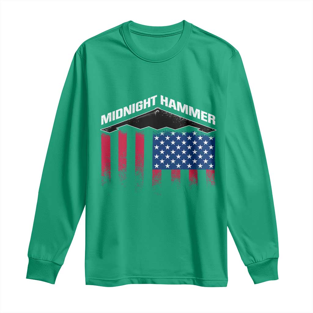 Operation Midnight Hammer Long Sleeve Shirt Tactical Warfare Jets Bombers Military American Flag