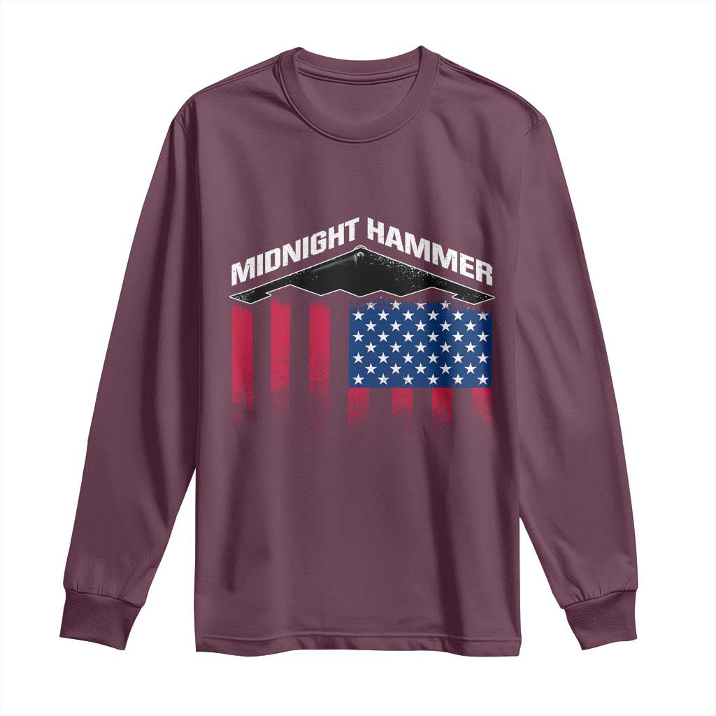 Operation Midnight Hammer Long Sleeve Shirt Tactical Warfare Jets Bombers Military American Flag