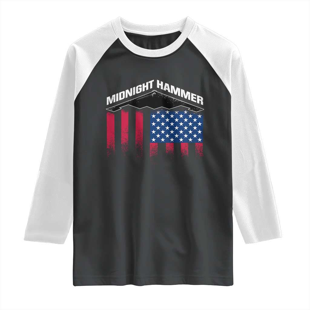 Operation Midnight Hammer Raglan Shirt Tactical Warfare Jets Bombers Military American Flag
