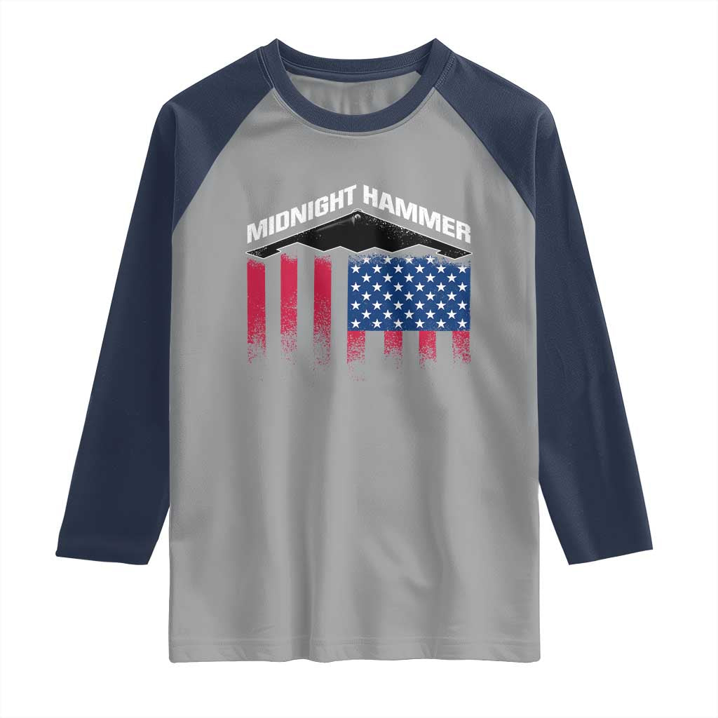 Operation Midnight Hammer Raglan Shirt Tactical Warfare Jets Bombers Military American Flag