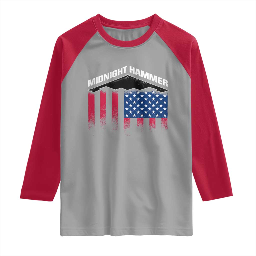 Operation Midnight Hammer Raglan Shirt Tactical Warfare Jets Bombers Military American Flag