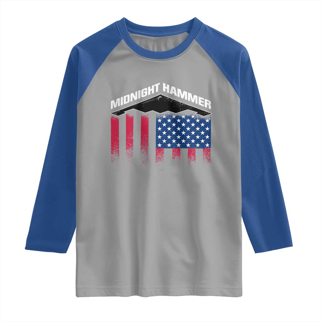 Operation Midnight Hammer Raglan Shirt Tactical Warfare Jets Bombers Military American Flag