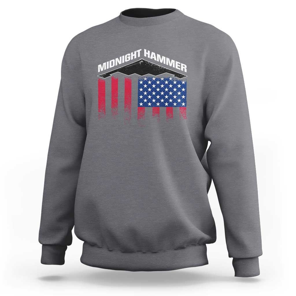 Operation Midnight Hammer Sweatshirt Tactical Warfare Jets Bombers Military American Flag