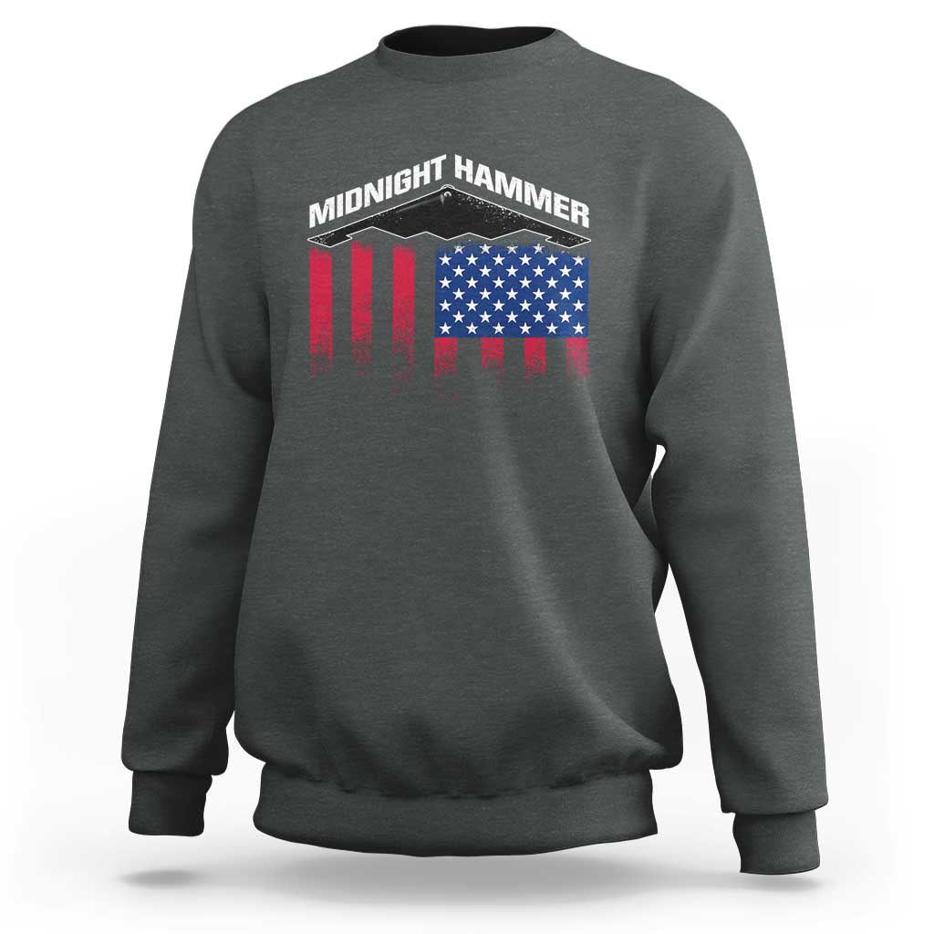 Operation Midnight Hammer Sweatshirt Tactical Warfare Jets Bombers Military American Flag