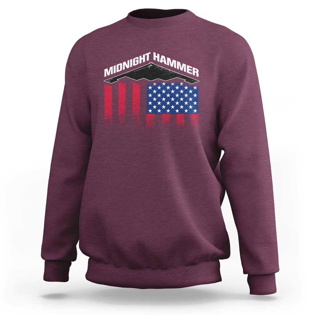 Operation Midnight Hammer Sweatshirt Tactical Warfare Jets Bombers Military American Flag