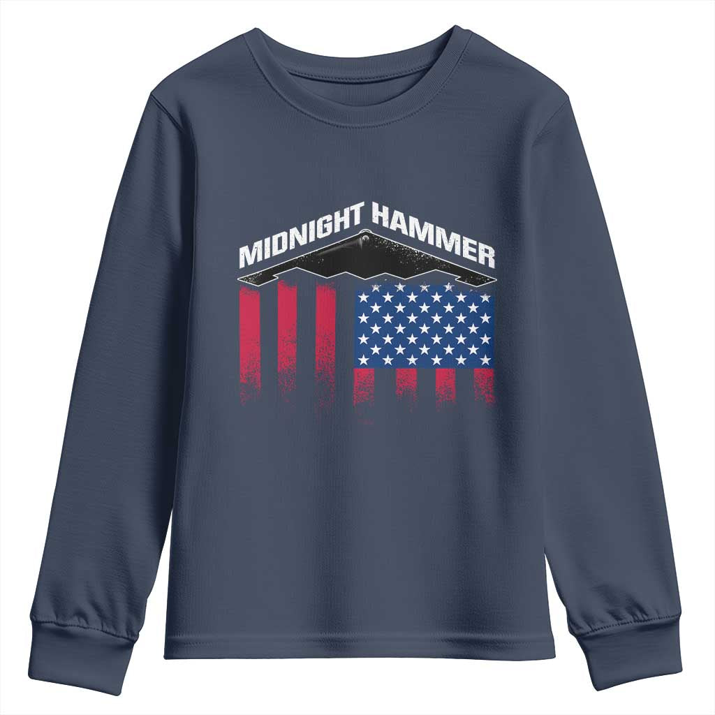Operation Midnight Hammer Youth Sweatshirt Tactical Warfare Jets Bombers Military American Flag