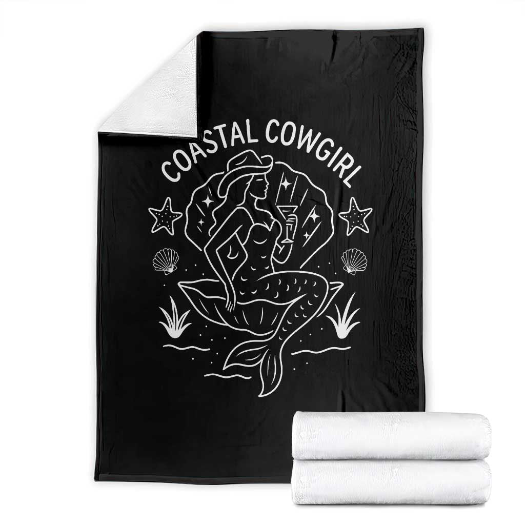 Coastal Cowgirl Throw Blanket Mermaid Rodeo Western Beach - Wonder Print Shop