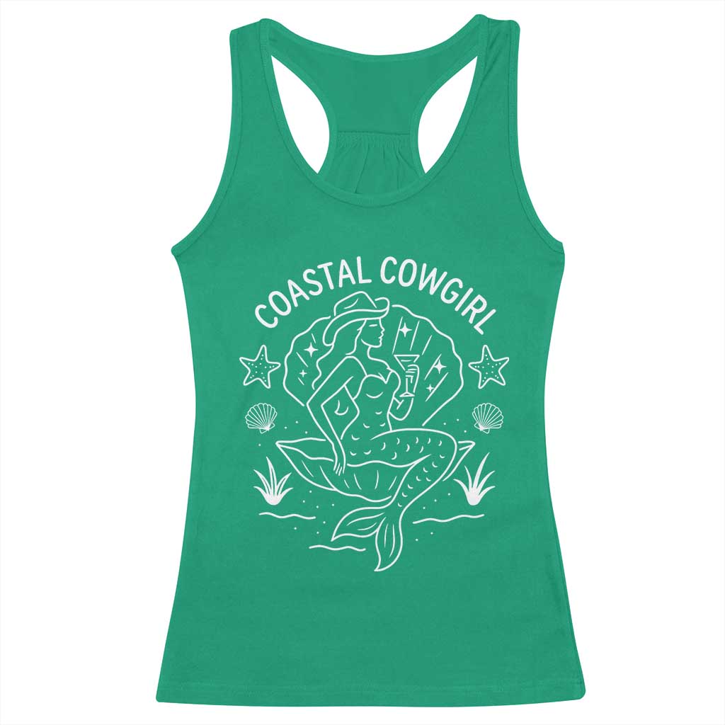 Coastal Cowgirl Racerback Tank Top Mermaid Rodeo Western Beach - Wonder Print Shop