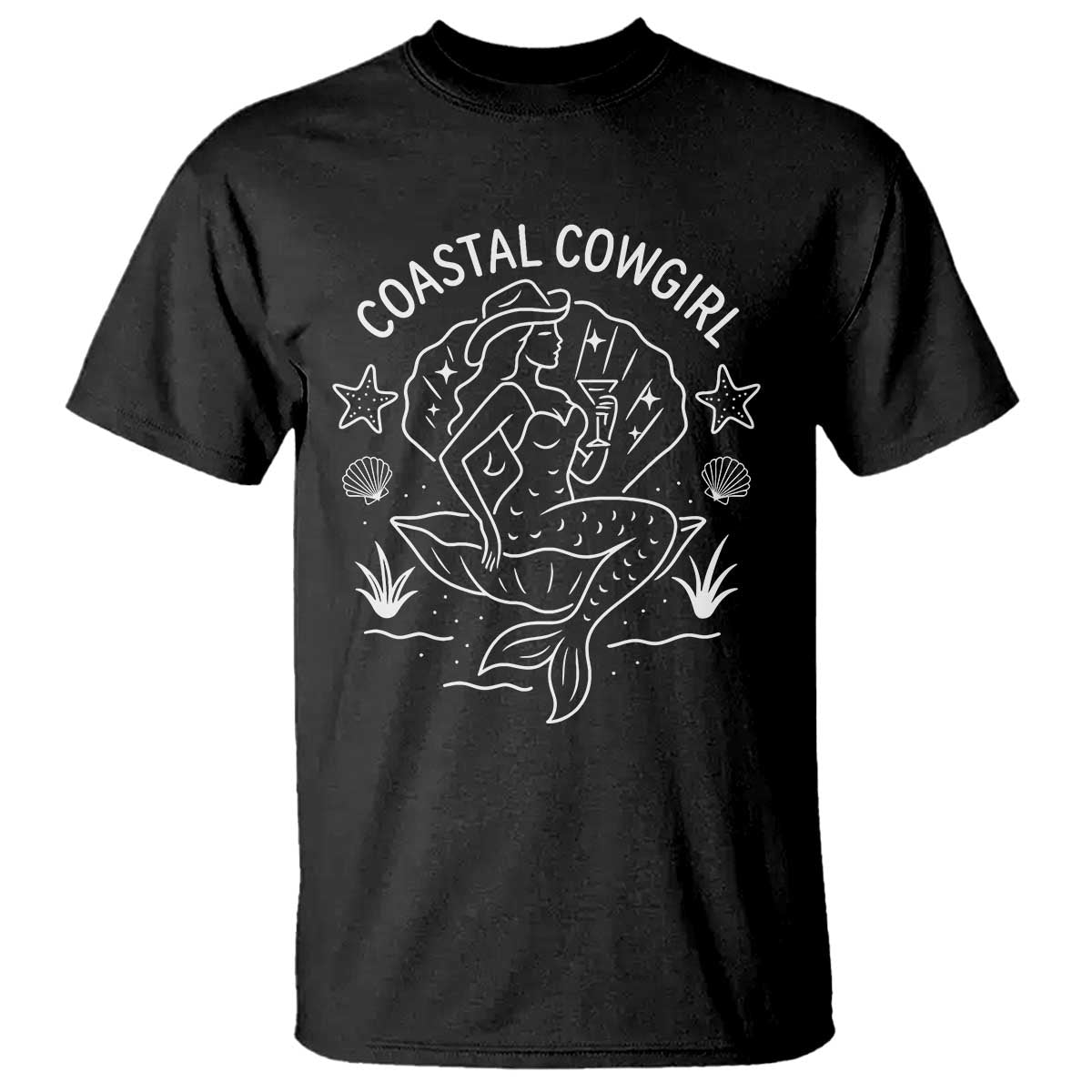 Coastal Cowgirl T Shirt Mermaid Rodeo Western Beach - Wonder Print Shop