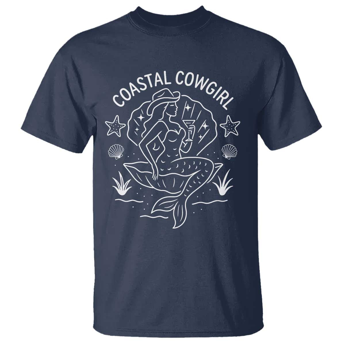 Coastal Cowgirl T Shirt Mermaid Rodeo Western Beach - Wonder Print Shop