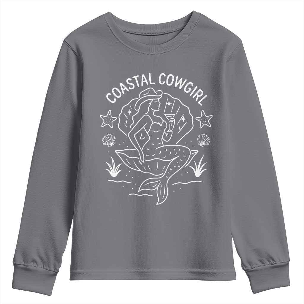 Coastal Cowgirl Youth Sweatshirt Mermaid Rodeo Western Beach - Wonder Print Shop