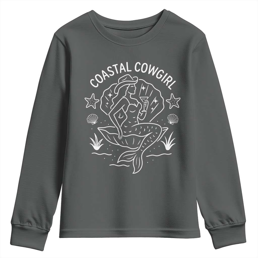 Coastal Cowgirl Youth Sweatshirt Mermaid Rodeo Western Beach - Wonder Print Shop