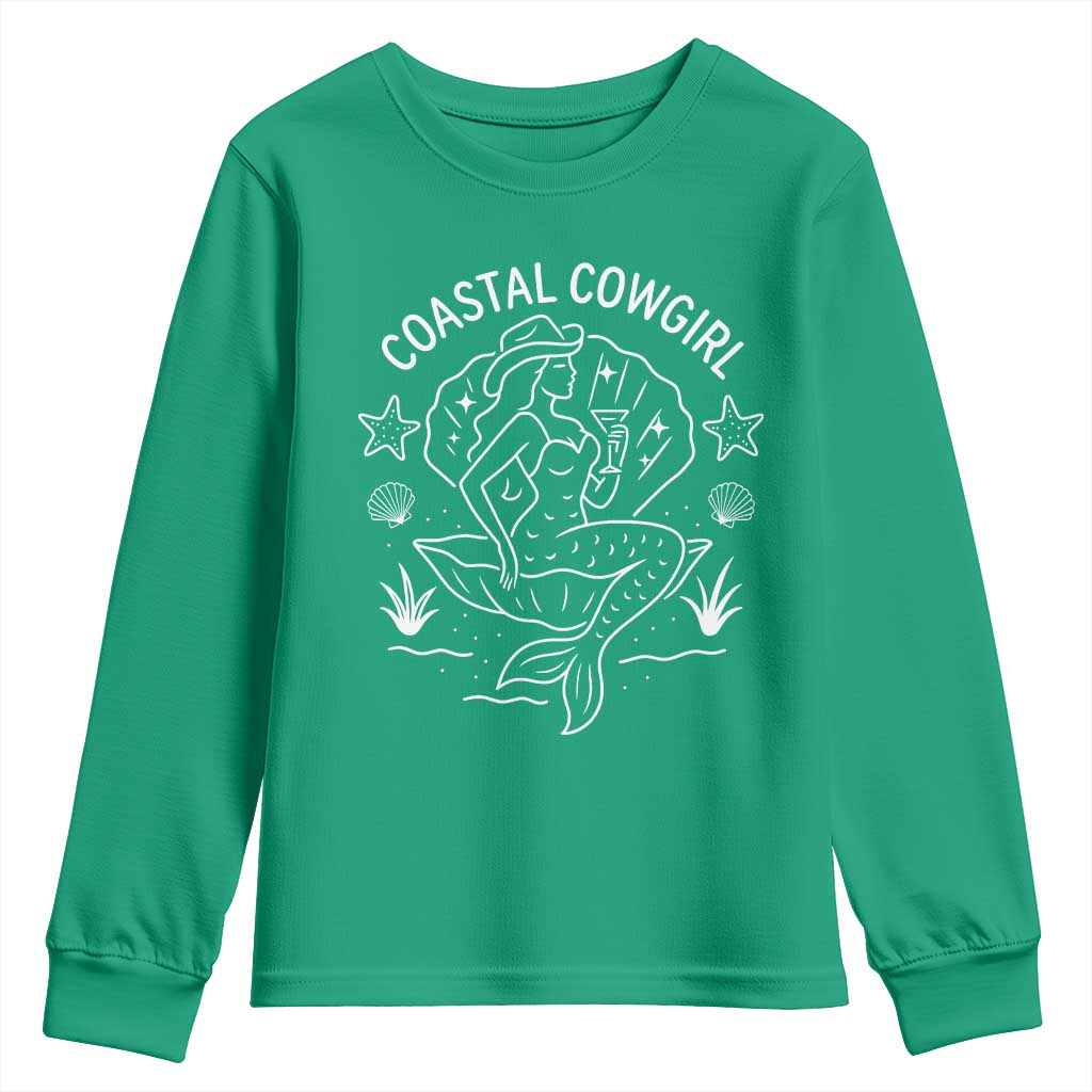 Coastal Cowgirl Youth Sweatshirt Mermaid Rodeo Western Beach - Wonder Print Shop