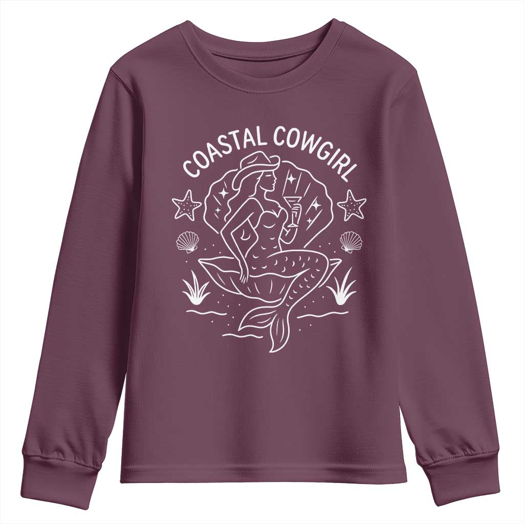 Coastal Cowgirl Youth Sweatshirt Mermaid Rodeo Western Beach - Wonder Print Shop