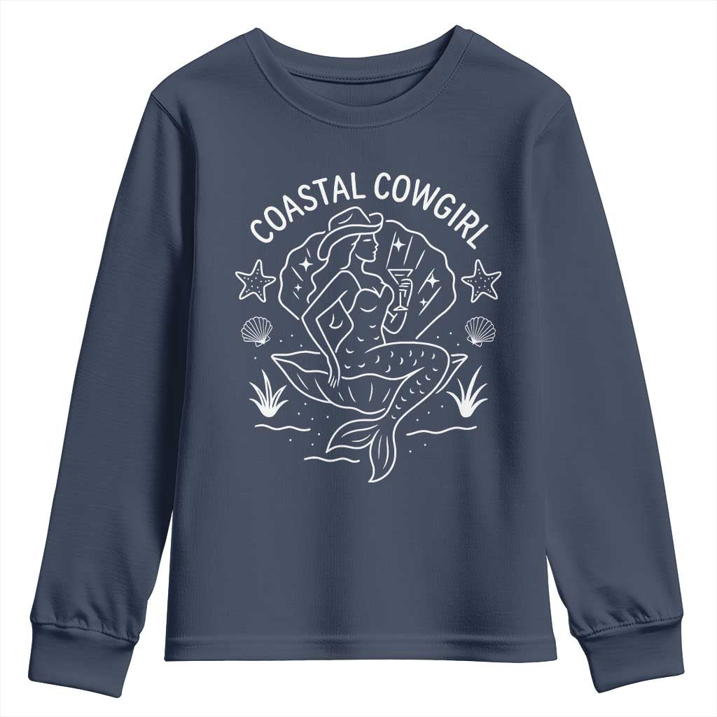 Coastal Cowgirl Youth Sweatshirt Mermaid Rodeo Western Beach - Wonder Print Shop