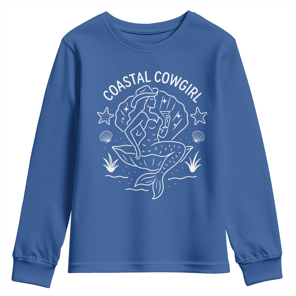 Coastal Cowgirl Youth Sweatshirt Mermaid Rodeo Western Beach - Wonder Print Shop