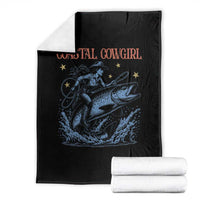 Coastal Cowgirl Throw Blanket Funny Western Country Rodeo Cowgirl Fishing - Wonder Print Shop