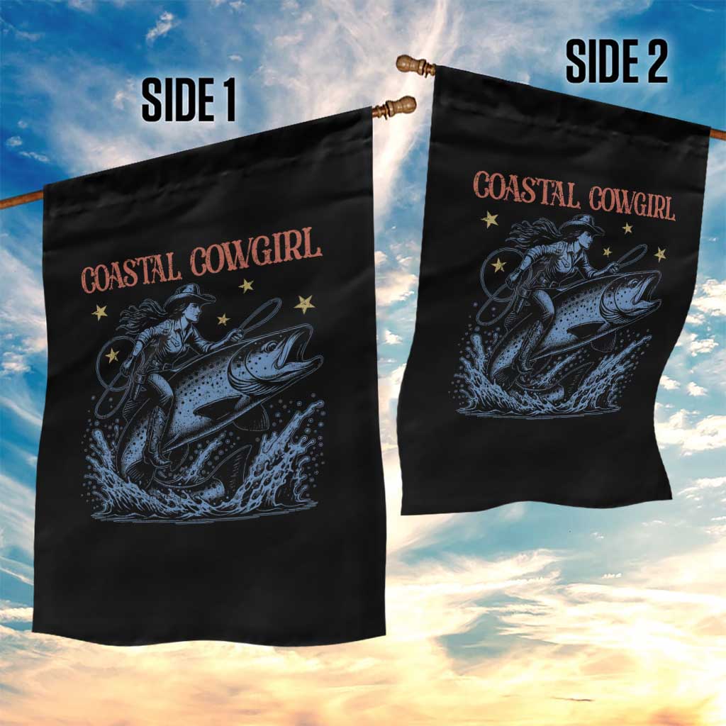 Coastal Cowgirl Garden Flag Funny Western Country Rodeo Cowgirl Fishing - Wonder Print Shop