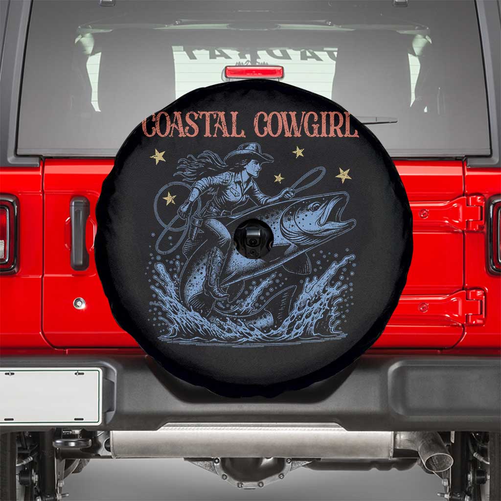 Coastal Cowgirl Spare Tire Cover Funny Western Country Rodeo Cowgirl Fishing - Wonder Print Shop