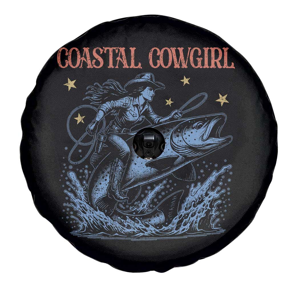 Coastal Cowgirl Spare Tire Cover Funny Western Country Rodeo Cowgirl Fishing - Wonder Print Shop