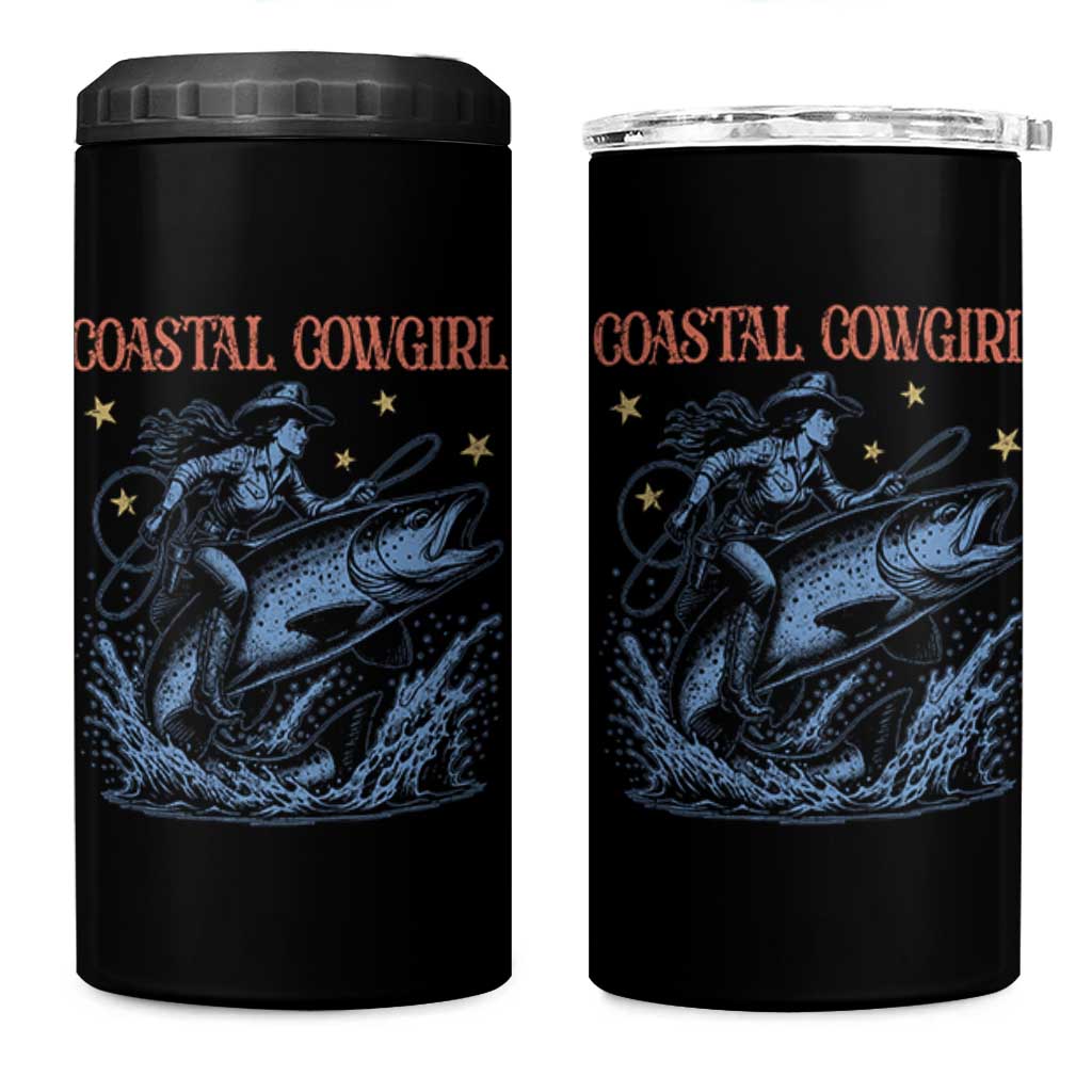 Coastal Cowgirl 4 in 1 Can Cooler Tumbler Funny Western Country Rodeo Cowgirl Fishing - Wonder Print Shop