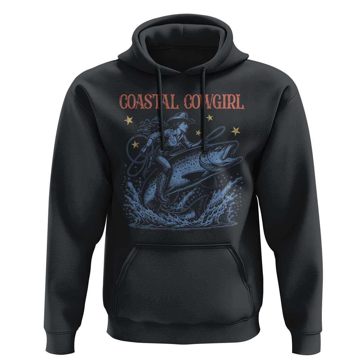 Coastal Cowgirl Hoodie Funny Western Country Rodeo Cowgirl Fishing - Wonder Print Shop