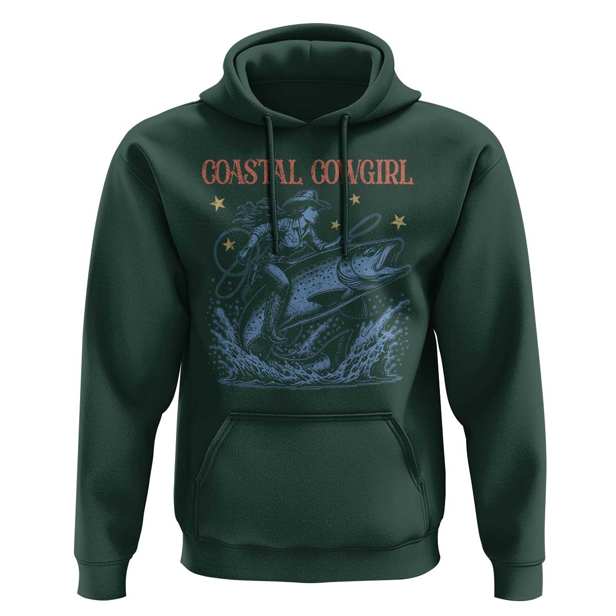 Coastal Cowgirl Hoodie Funny Western Country Rodeo Cowgirl Fishing - Wonder Print Shop