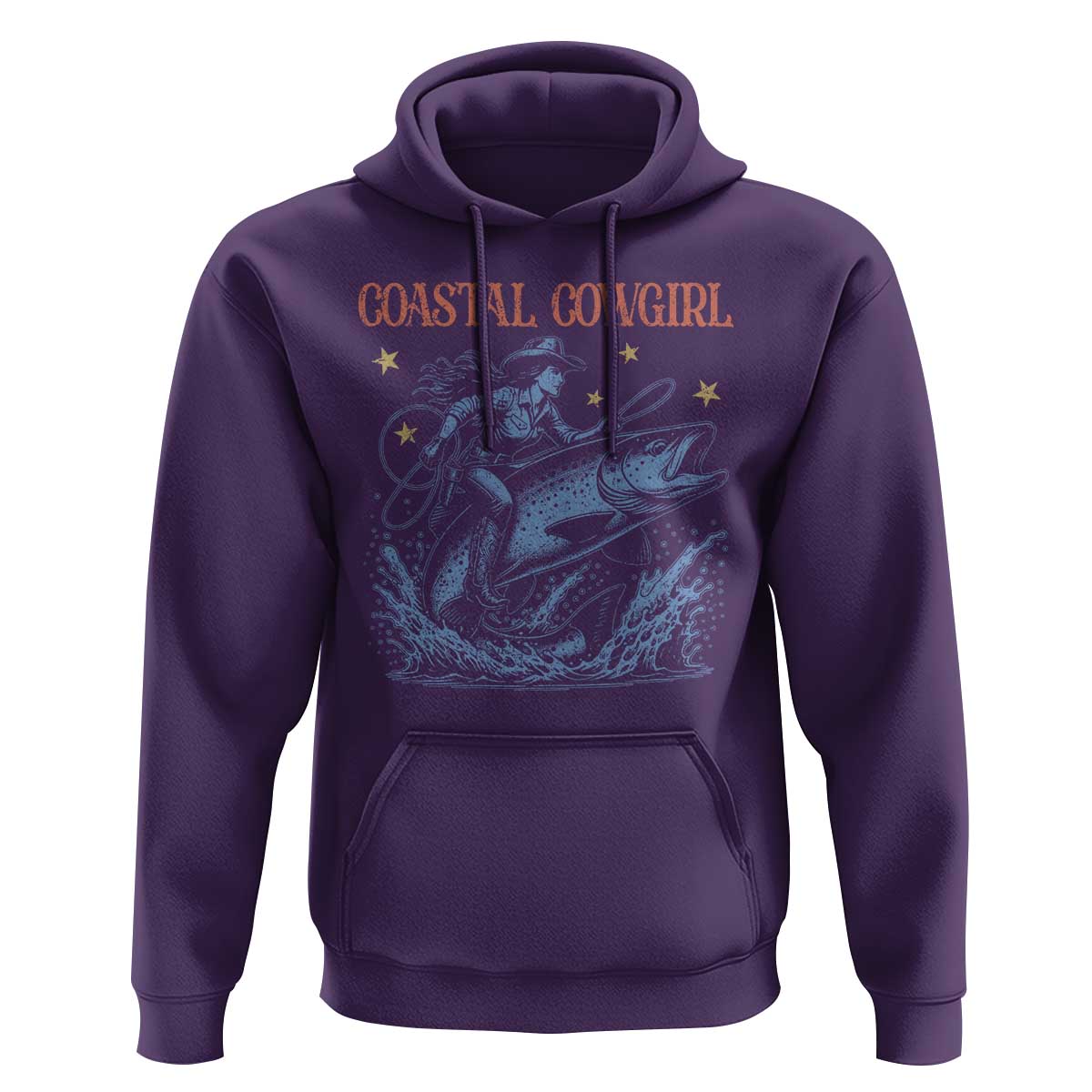 Coastal Cowgirl Hoodie Funny Western Country Rodeo Cowgirl Fishing - Wonder Print Shop