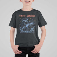 Coastal Cowgirl T Shirt For Kid Funny Western Country Rodeo Cowgirl Fishing - Wonder Print Shop