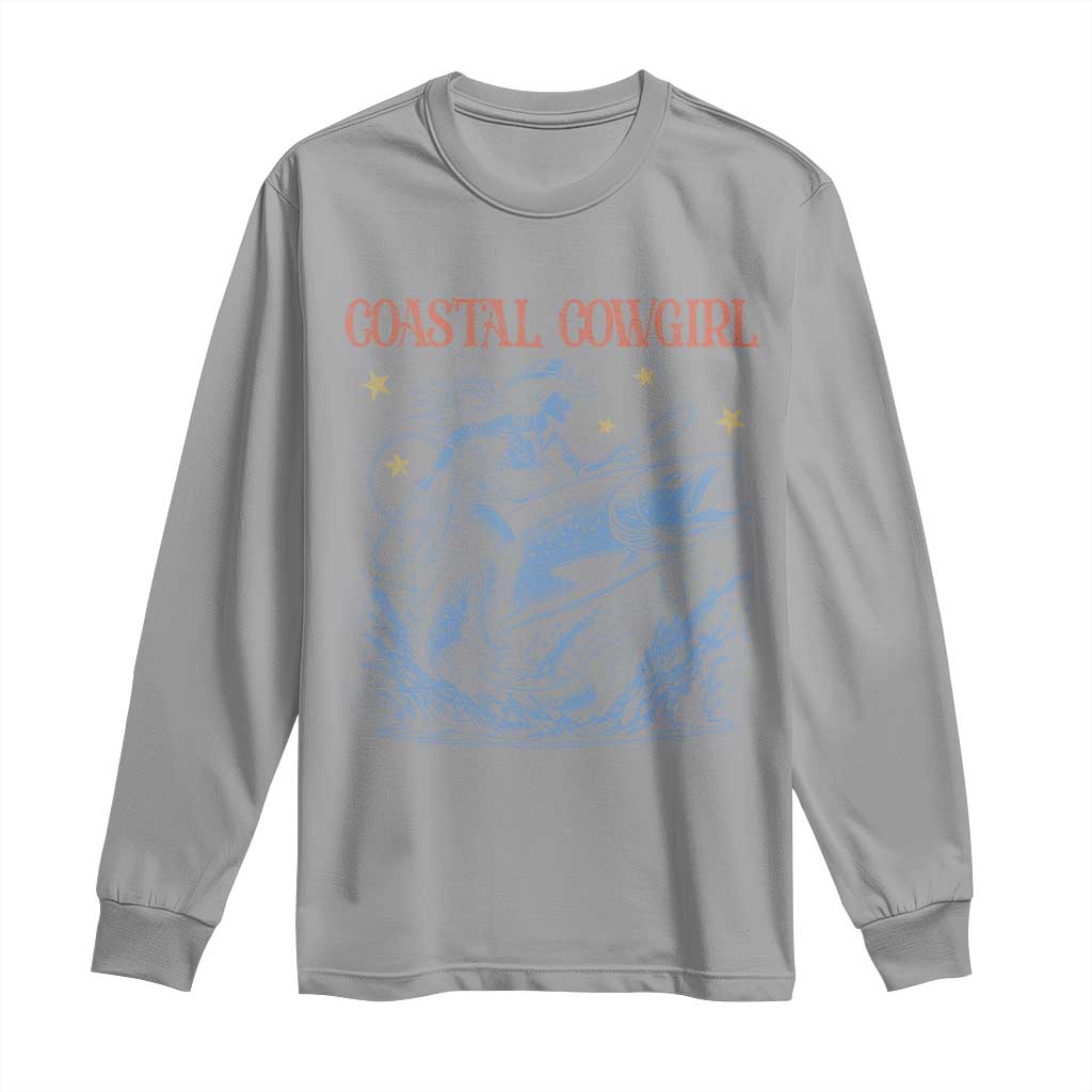 Coastal Cowgirl Long Sleeve Shirt Funny Western Country Rodeo Cowgirl Fishing - Wonder Print Shop