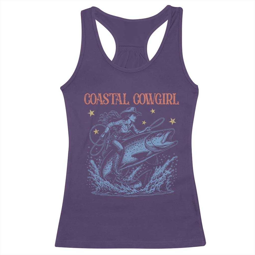 Coastal Cowgirl Racerback Tank Top Funny Western Country Rodeo Cowgirl Fishing - Wonder Print Shop