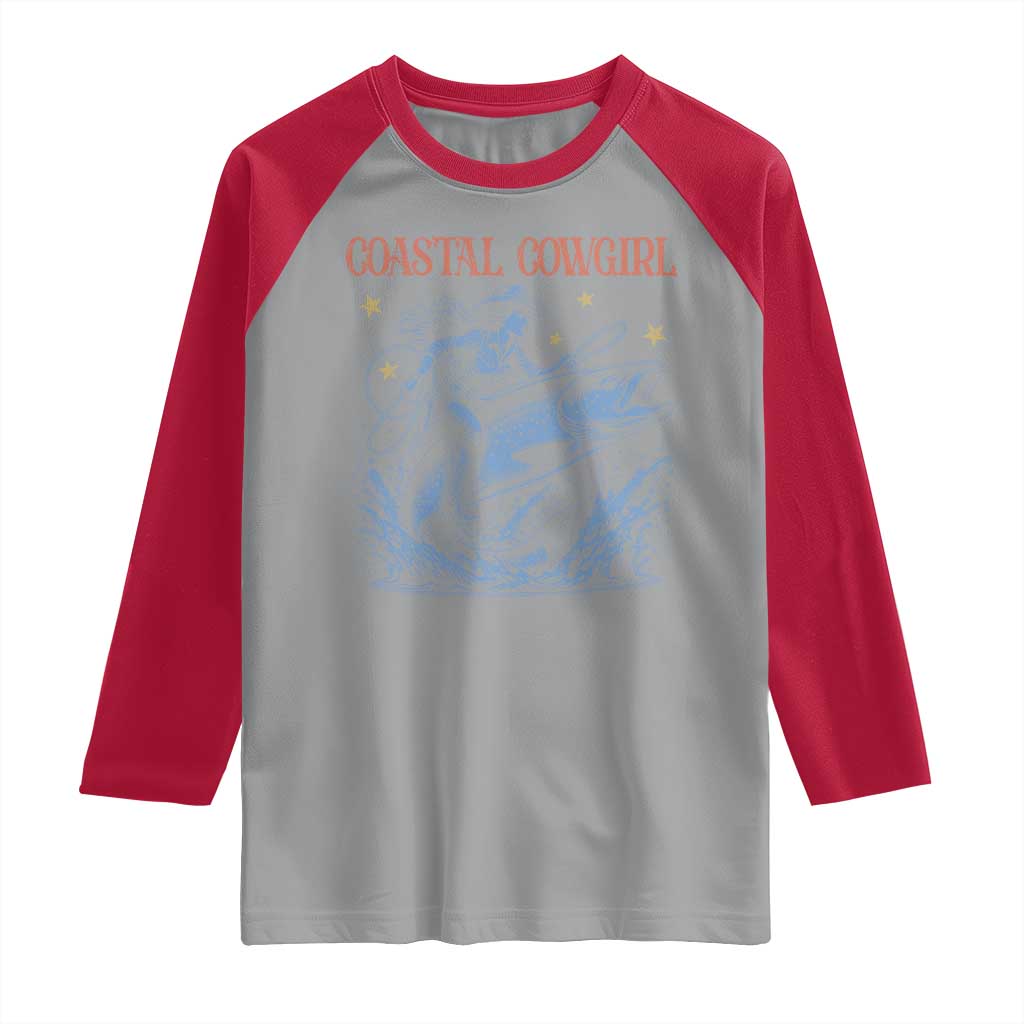 Coastal Cowgirl Raglan Shirt Funny Western Country Rodeo Cowgirl Fishing - Wonder Print Shop