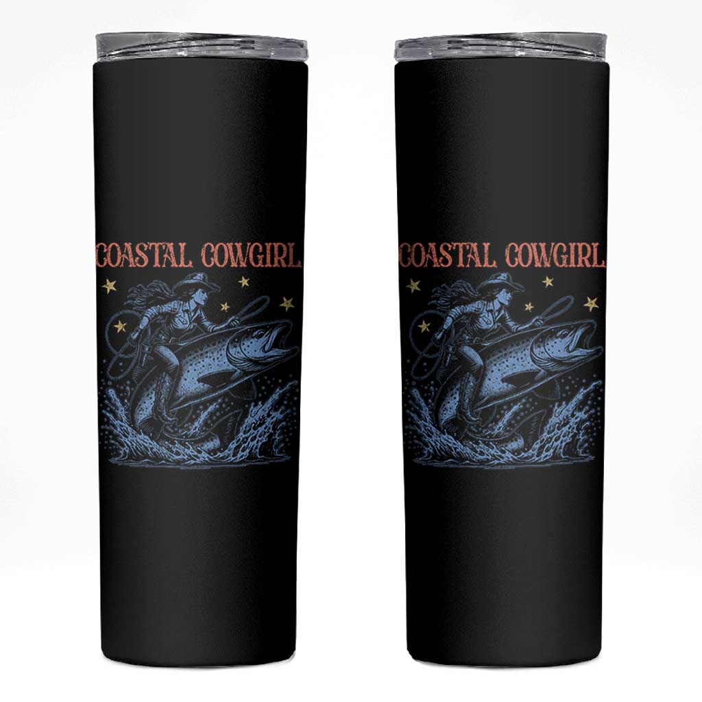 Coastal Cowgirl Skinny Tumbler Funny Western Country Rodeo Cowgirl Fishing - Wonder Print Shop