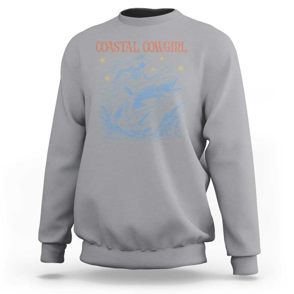Coastal Cowgirl Sweatshirt Funny Western Country Rodeo Cowgirl Fishing - Wonder Print Shop