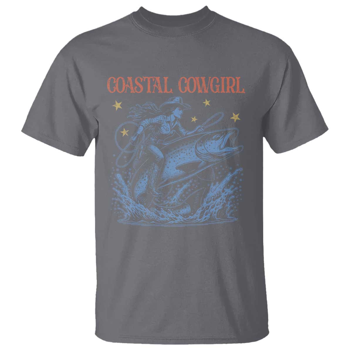 Coastal Cowgirl T Shirt Funny Western Country Rodeo Cowgirl Fishing - Wonder Print Shop