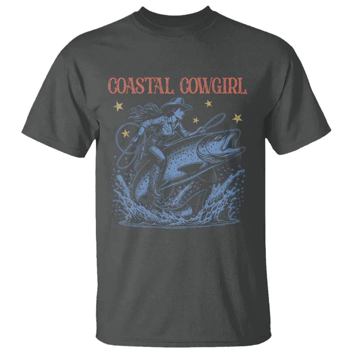 Coastal Cowgirl T Shirt Funny Western Country Rodeo Cowgirl Fishing - Wonder Print Shop