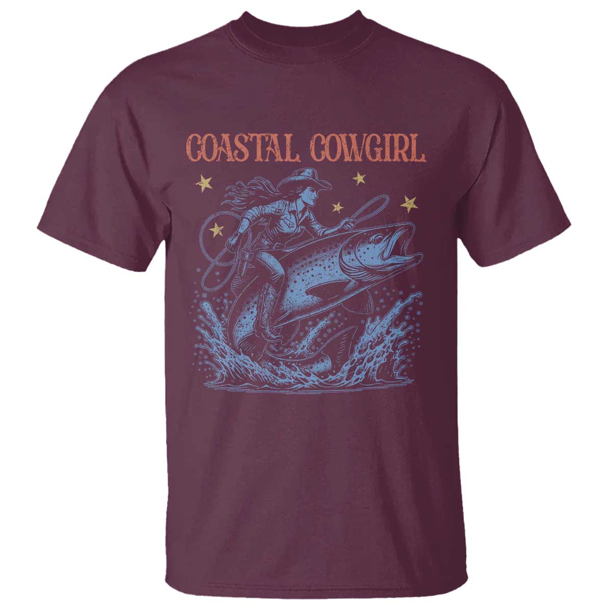 Coastal Cowgirl T Shirt Funny Western Country Rodeo Cowgirl Fishing - Wonder Print Shop