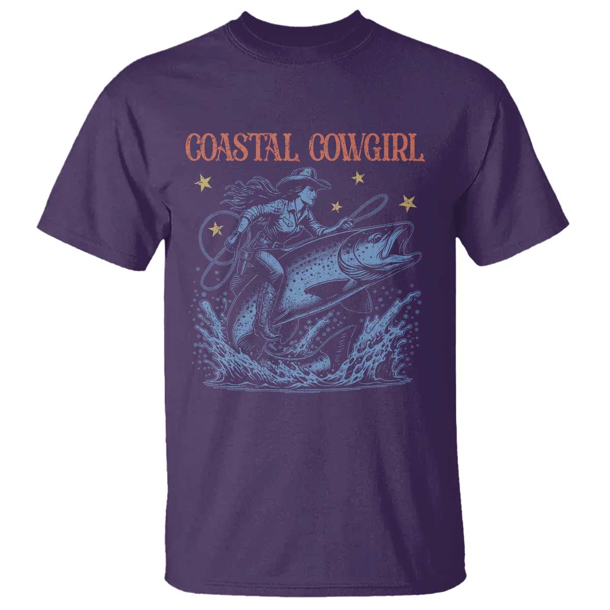 Coastal Cowgirl T Shirt Funny Western Country Rodeo Cowgirl Fishing - Wonder Print Shop