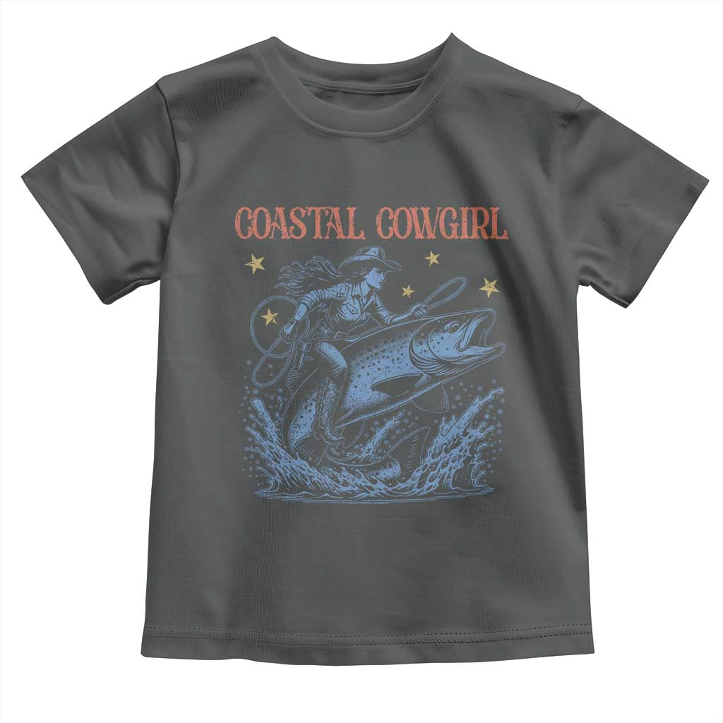 Coastal Cowgirl Toddler T Shirt Funny Western Country Rodeo Cowgirl Fishing - Wonder Print Shop