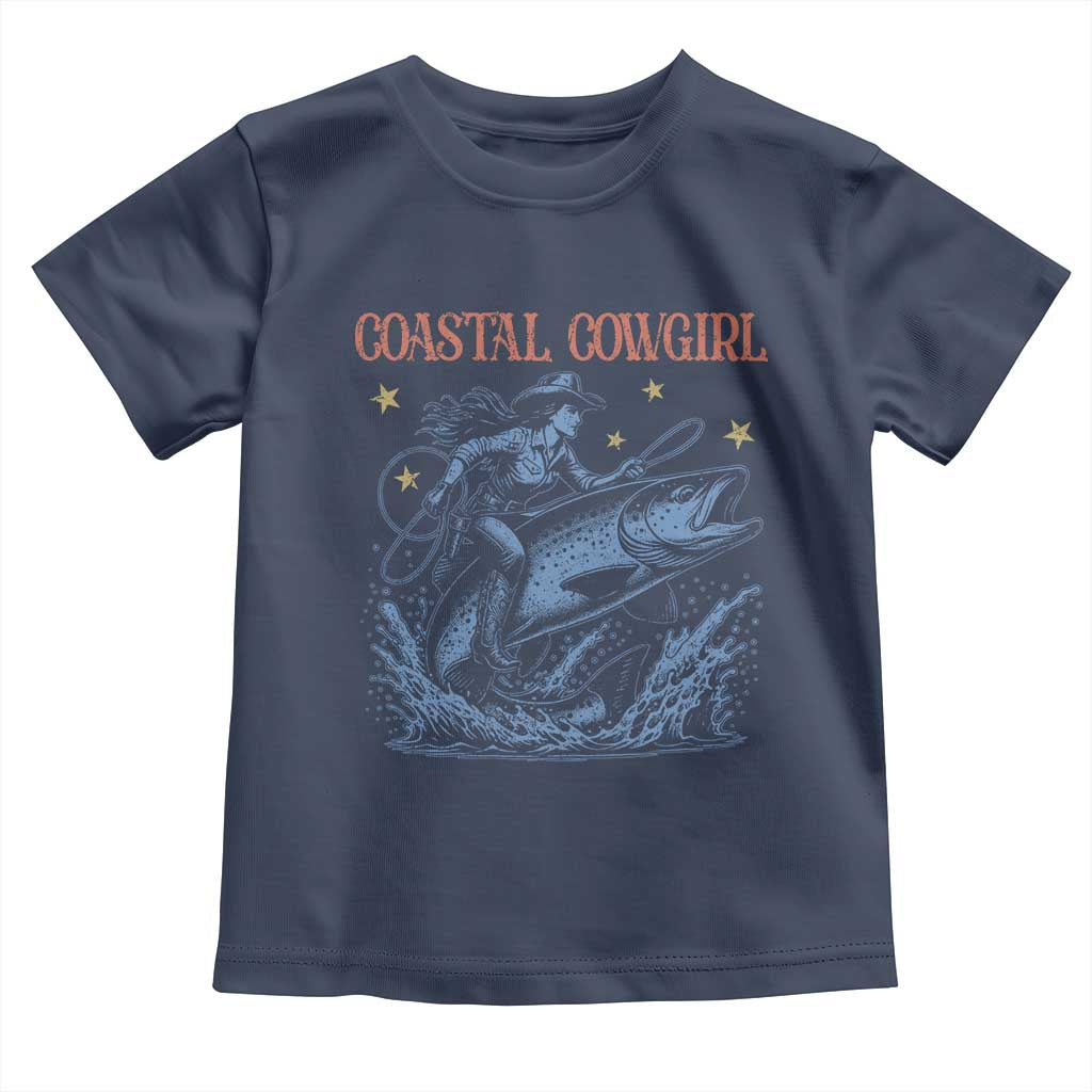 Coastal Cowgirl Toddler T Shirt Funny Western Country Rodeo Cowgirl Fishing - Wonder Print Shop