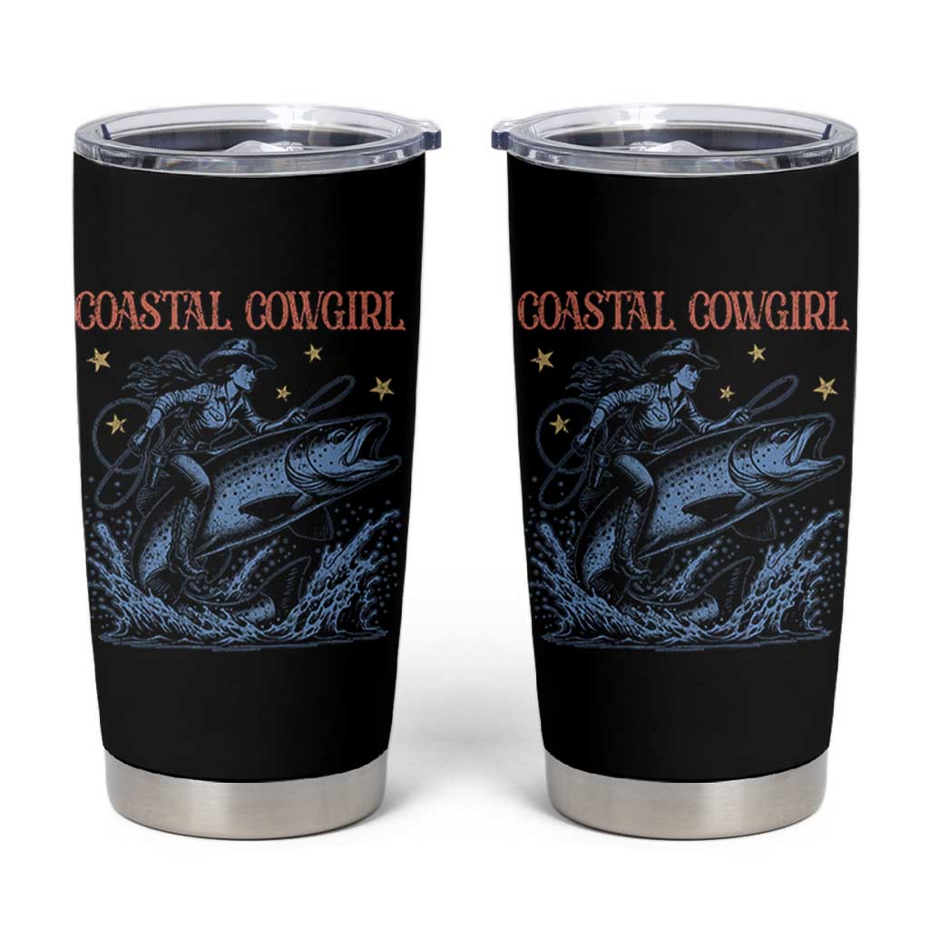 Coastal Cowgirl Tumbler Cup Funny Western Country Rodeo Cowgirl Fishing - Wonder Print Shop