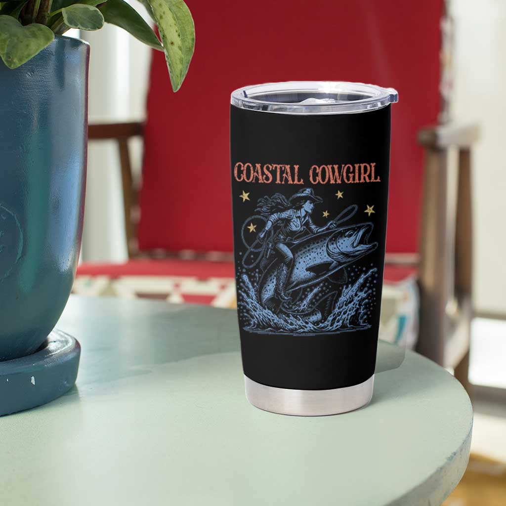 Coastal Cowgirl Tumbler Cup Funny Western Country Rodeo Cowgirl Fishing - Wonder Print Shop