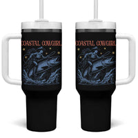Coastal Cowgirl Tumbler With Handle Funny Western Country Rodeo Cowgirl Fishing - Wonder Print Shop