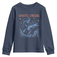 Coastal Cowgirl Youth Sweatshirt Funny Western Country Rodeo Cowgirl Fishing - Wonder Print Shop