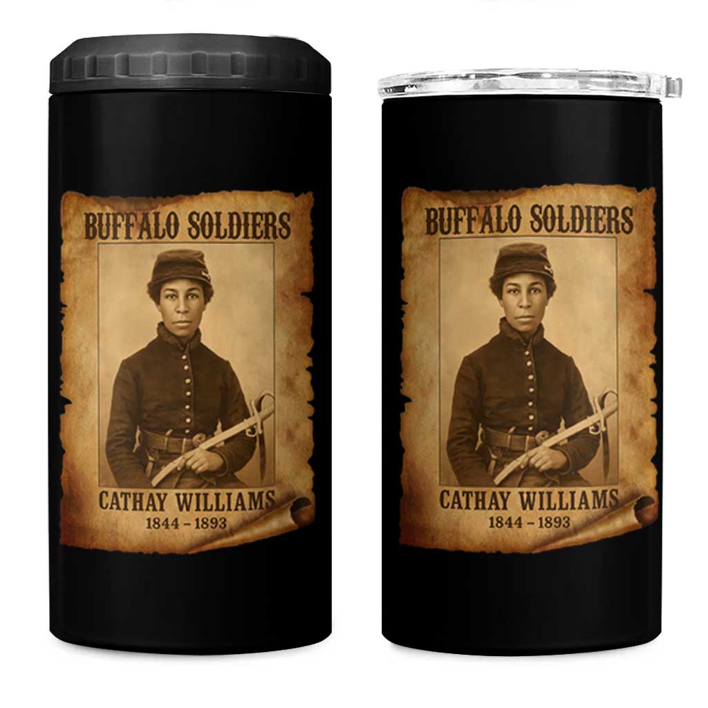 Cathay Williams 4 in 1 Can Cooler Tumbler Buffalo Soldier First African American Female Soldier - Wonder Print Shop