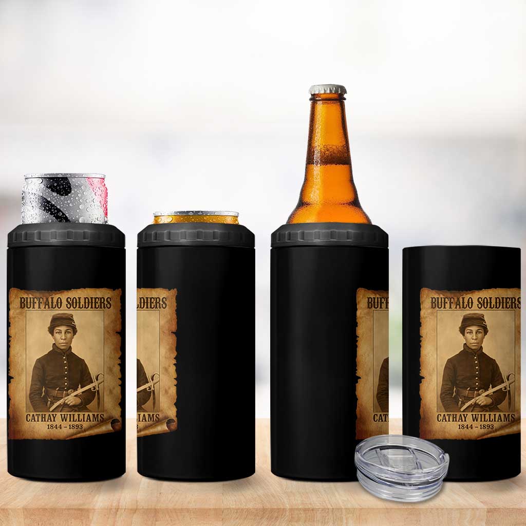 Cathay Williams 4 in 1 Can Cooler Tumbler Buffalo Soldier First African American Female Soldier - Wonder Print Shop