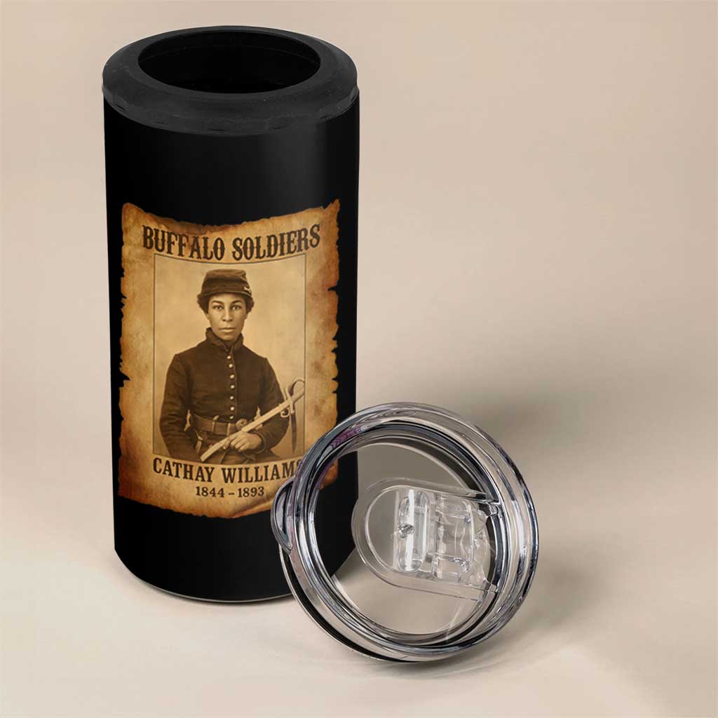 Cathay Williams 4 in 1 Can Cooler Tumbler Buffalo Soldier First African American Female Soldier - Wonder Print Shop